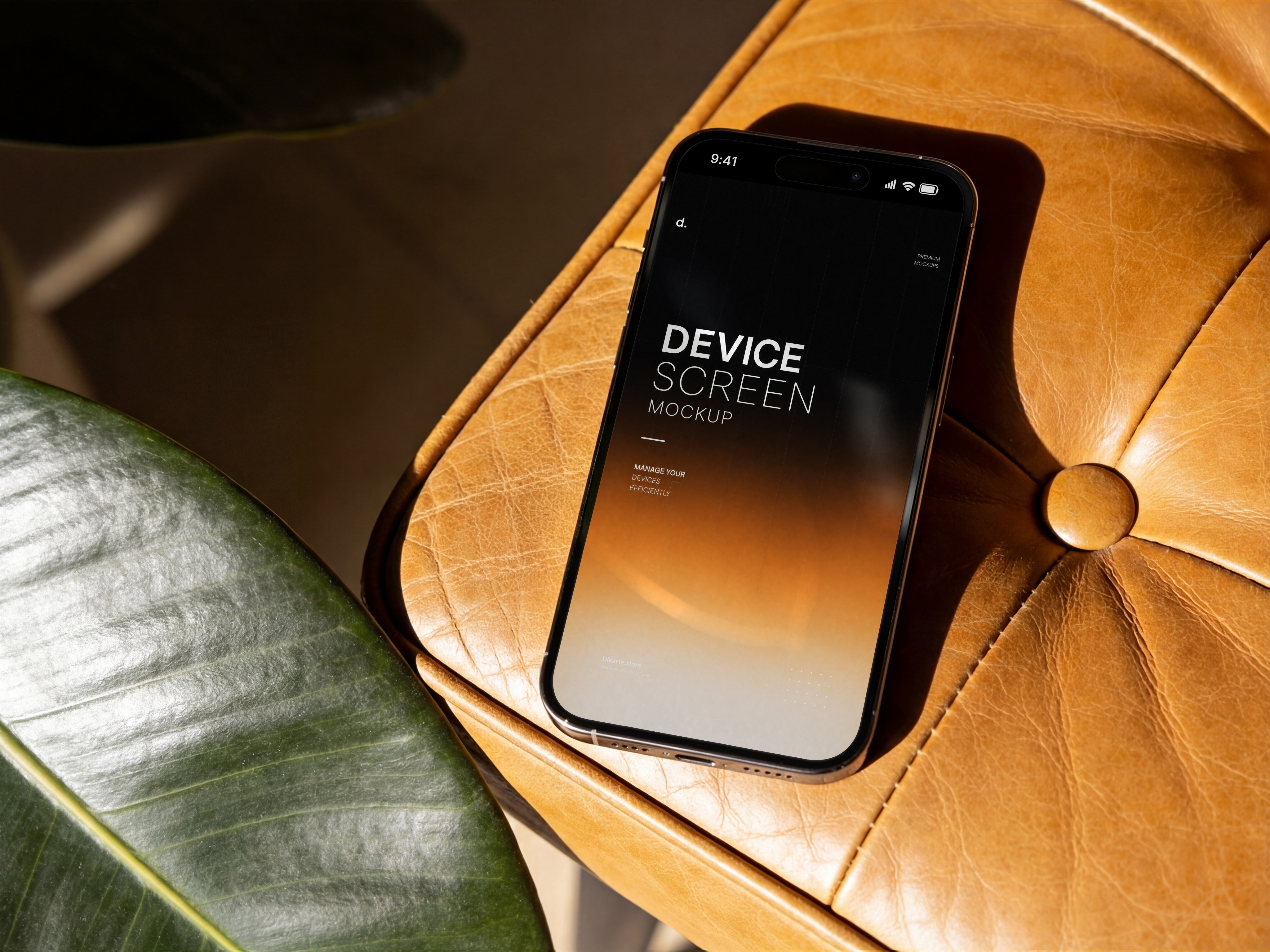IPhone Mockup on a Leather Sofa