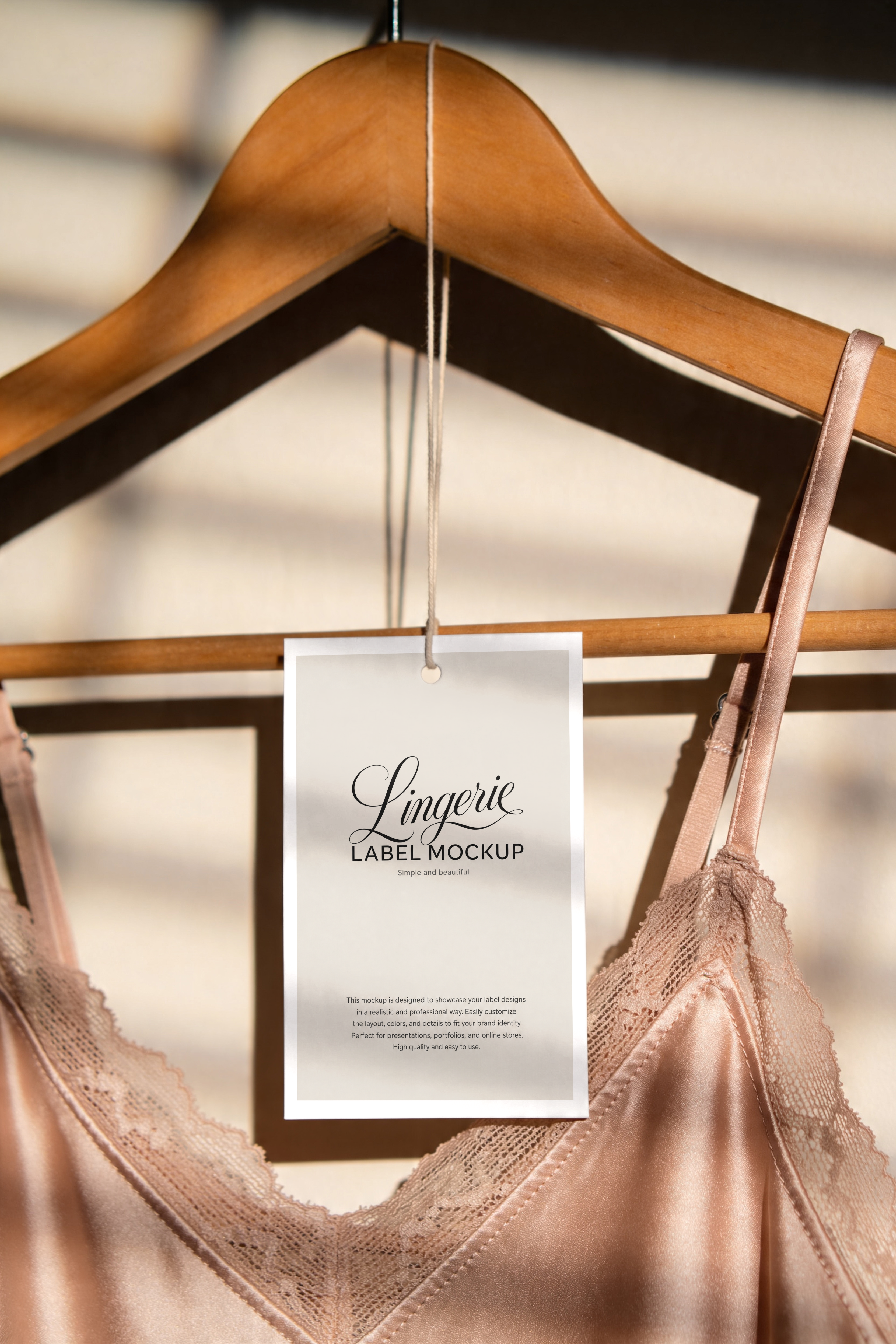 Lingerie Label Mockup on hanger