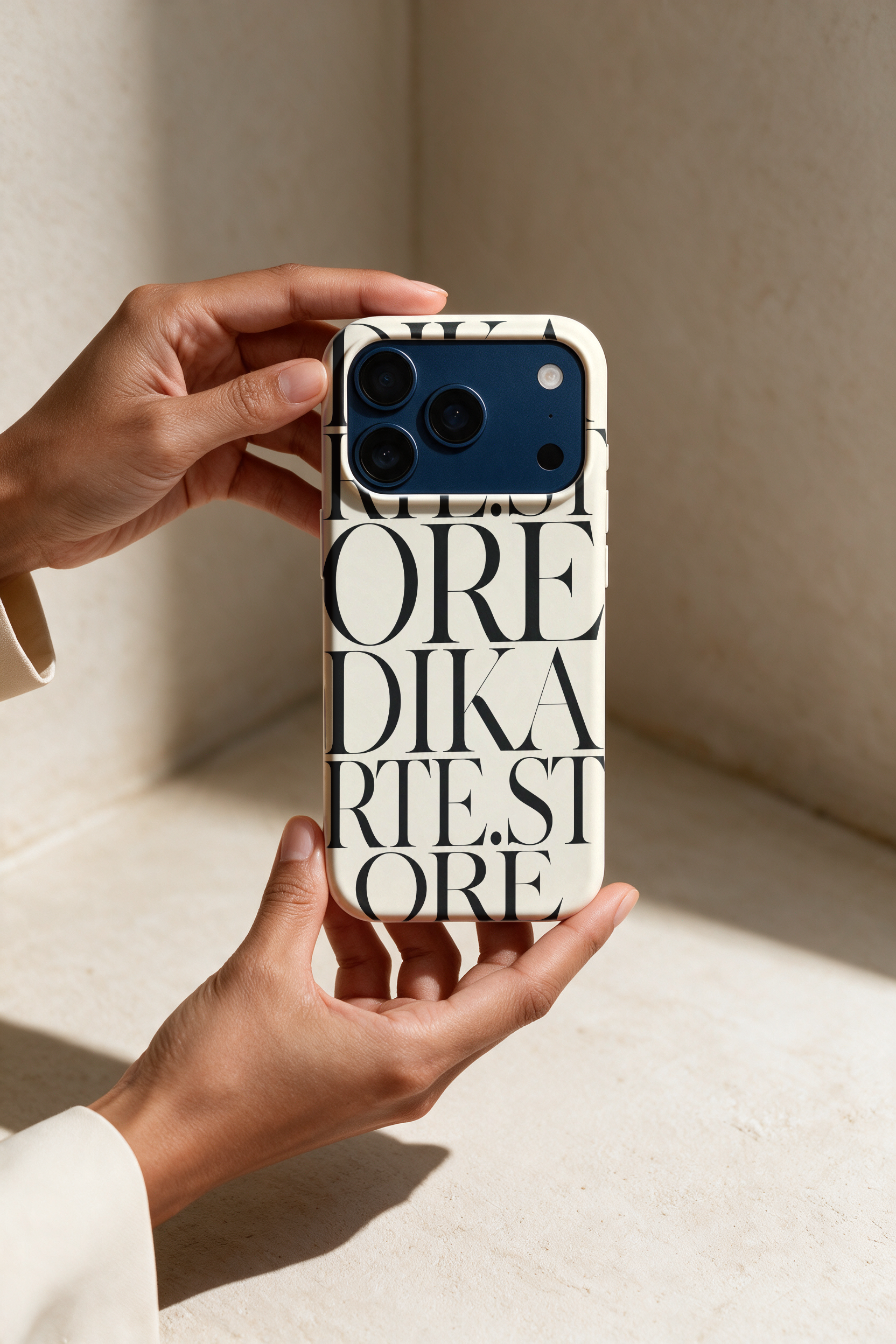 Case mockup iPhone 17 Pro Warm Plaster Hold