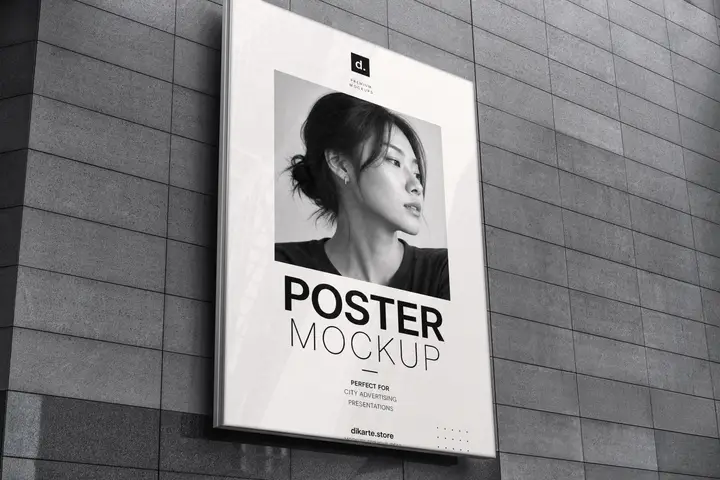 Poster Mockup on Black Minimal Wall