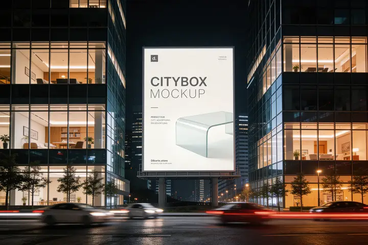 Night Billboard mockup advertising