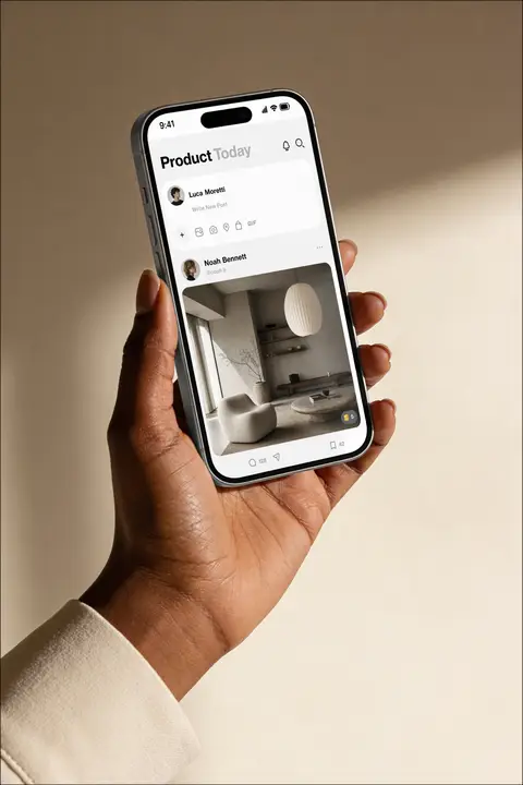 IPhone 17 Pro Mockup Boucle Chair