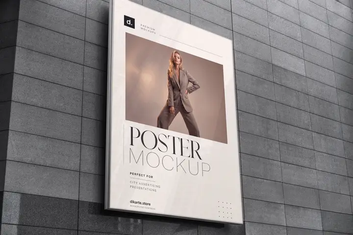 Poster Mockup on Black Minimal Wall