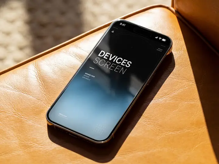 IPhone Mockup on a Leather Sofa
