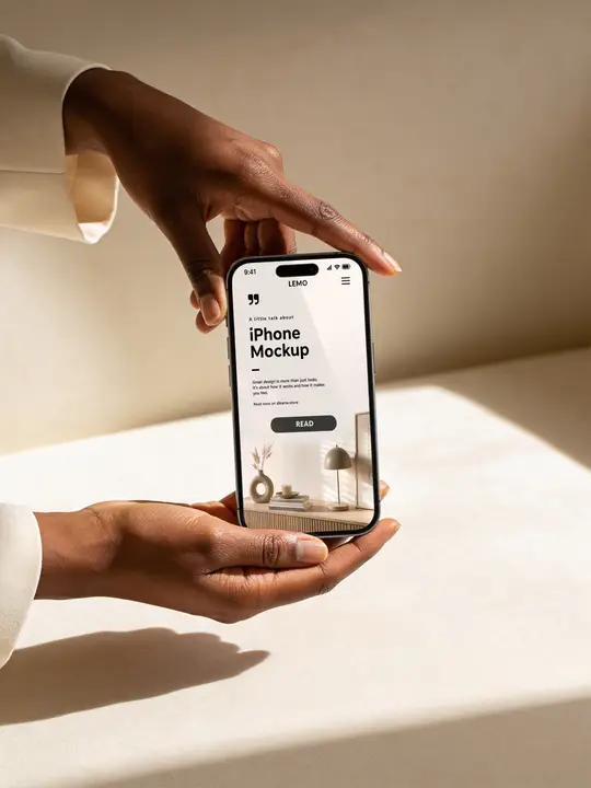IPhone 17 Pro Mockup Boucle Chair