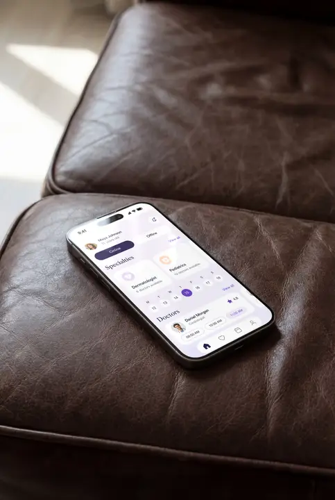 IPhone Mockup on a Leather Chair