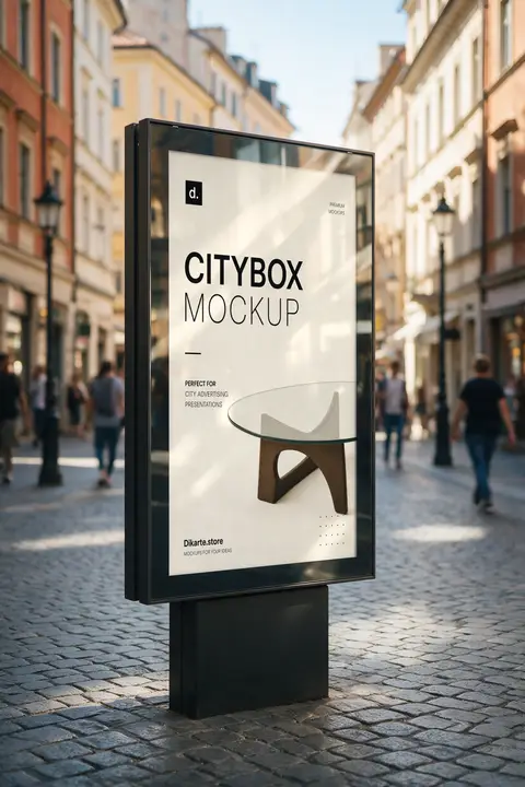 Citybox mockup advertising European Street