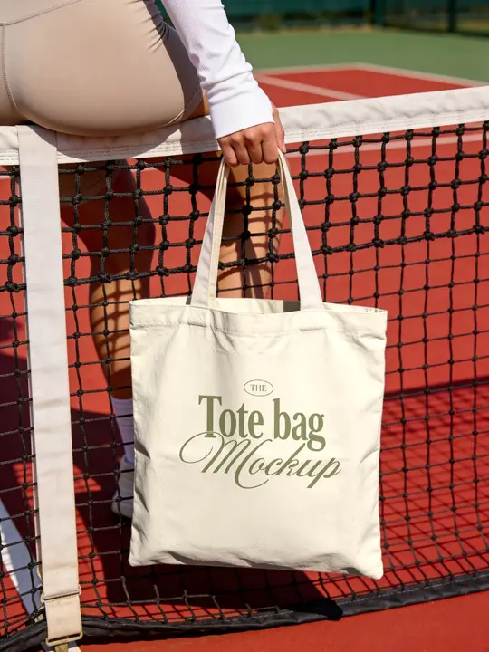 Tote Bag Sporty Woman at Tennis Court