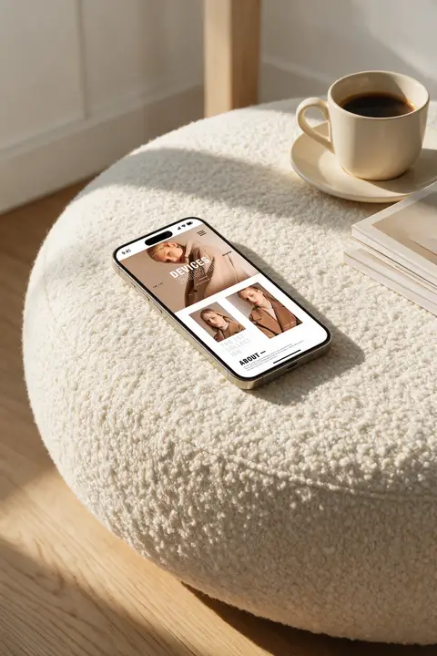 Iphone mockup devices Boucle Ottoman