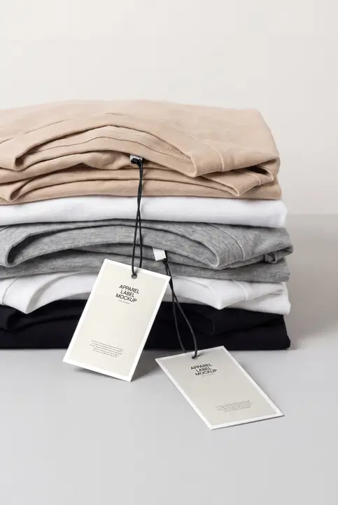 Label Mockup on folded T-shirts
