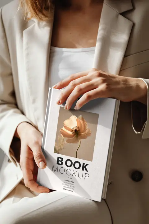 Book Mockup on in Woman Hands