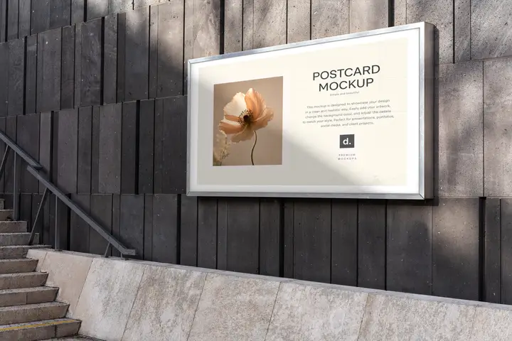 Wide Poster Mockup on Black Minimal Wall