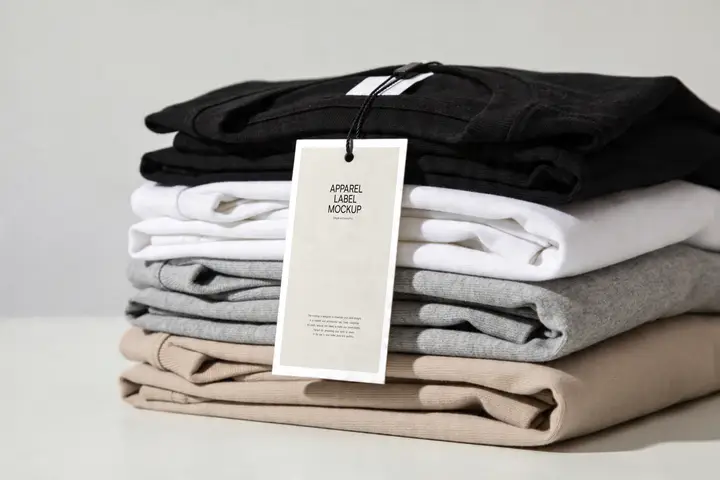Label Mockup on folded T-shirts
