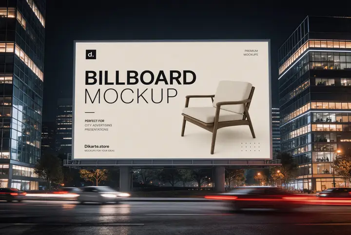 Night Billboard mockup advertising