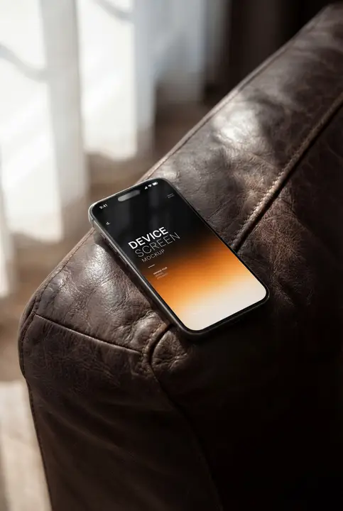 IPhone Mockup on a Leather Chair