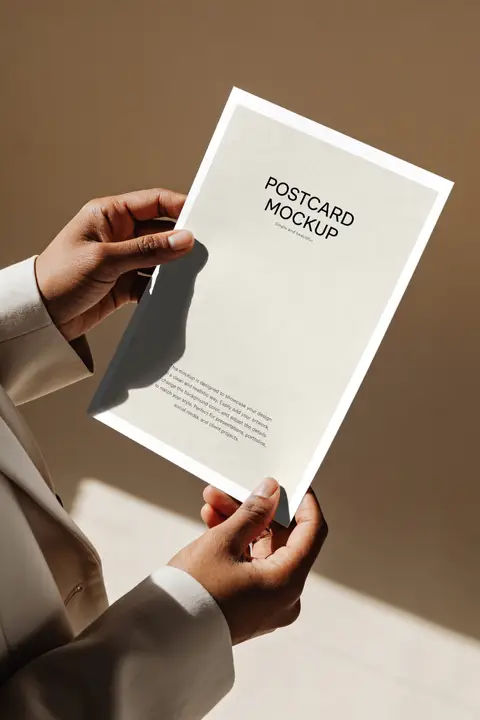 Postcard Mockup the woman hands hold