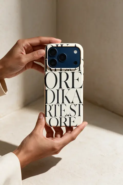 Case mockup iPhone 17 Pro Warm Plaster Hold