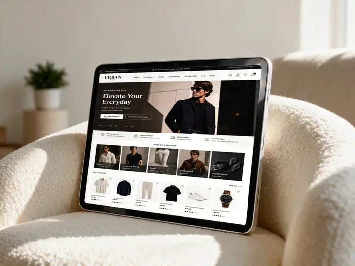 Ipad mockup devices Boucle Armchair