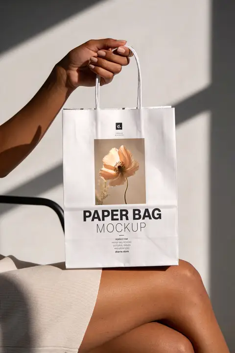 Paper Bag Mockup the Lady holds on Legs