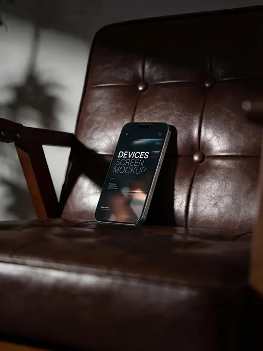IPhone Mockup on a Leather Chair