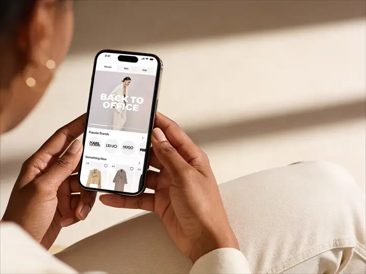 IPhone 17 Pro Mockup Boucle Chair
