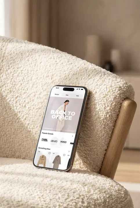 IPhone 17 Pro Mockup Boucle Chair