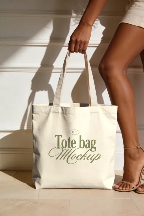 Tote Bag Mockup the Lady holds
