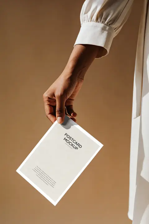 Postcard Mockup the woman hold