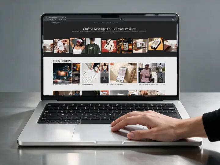 Macbook mockup devices Brushed Metal Desk