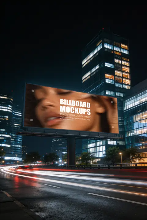 Night Billboard mockup advertising