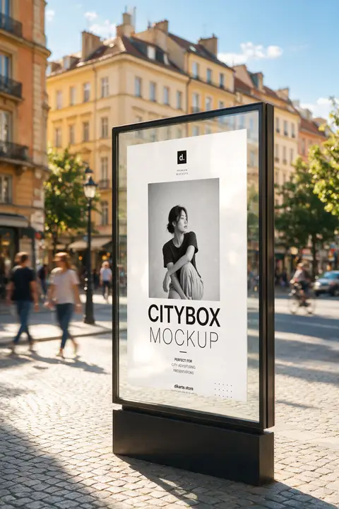 Citybox mockup advertising European Street