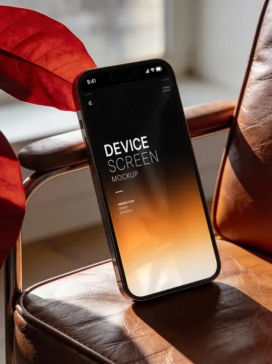 IPhone Mockup on a Leather Chair